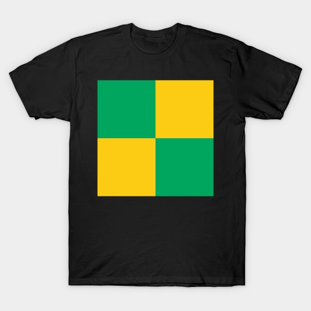 Norwich City Green and Yellow Checkered Fan Flag T-Shirt by Culture-Factory